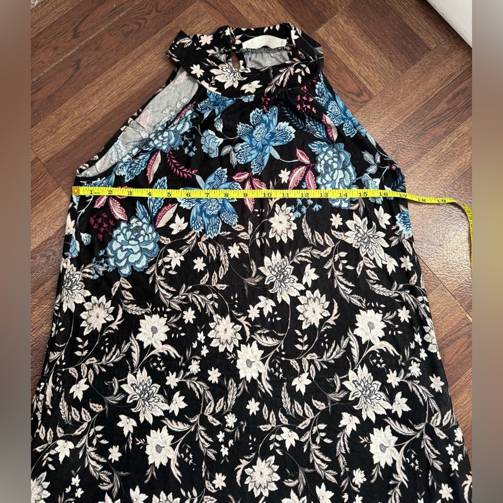 Mai Soli Mock Neck Floral Maxi Dress Made in USA Side Slit Key Hole Closer Sm - Picture 10 of 12